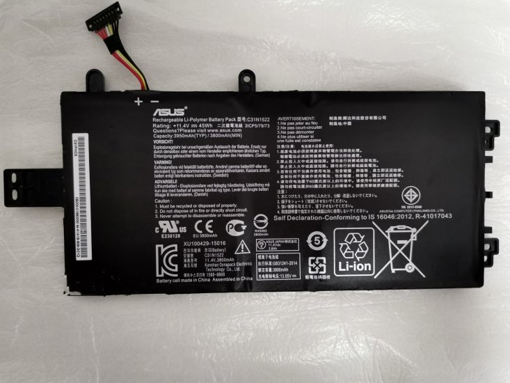 45Wh Asus C31N1522 0B200-01880000 3ICP5/79/73 Battery - Click Image to Close
